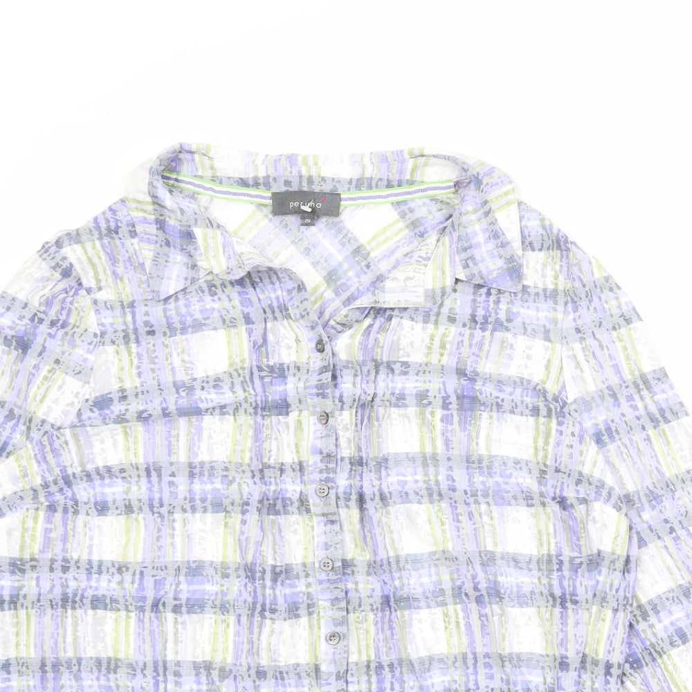 Per Una Womens Multicoloured Geometric Cotton Basic Button-Up Size 20 Collared