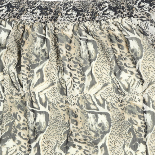 NEXT Womens Brown Animal Print Polyester Basic Blouse Size 22 Off the Shoulder