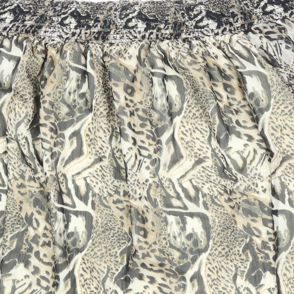 NEXT Womens Brown Animal Print Polyester Basic Blouse Size 22 Off the Shoulder