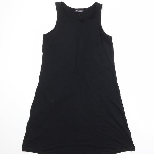 Marks and Spencer Womens Black Viscose A-Line Size 8 Round Neck Pullover