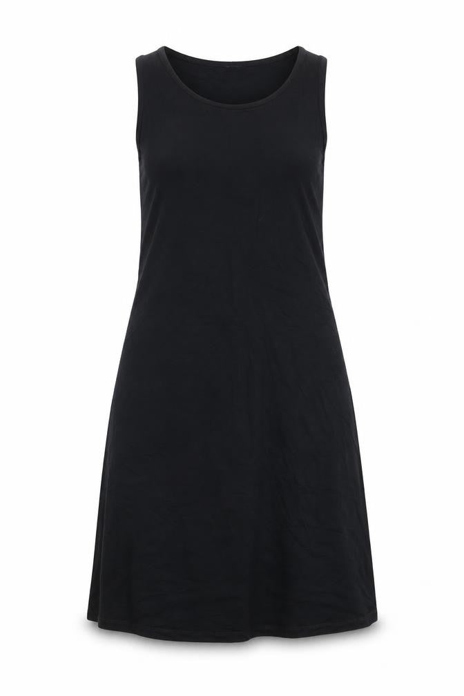 Front view of Marks & Spencer women’s black viscose a-line, size UK 8, round neck pullover