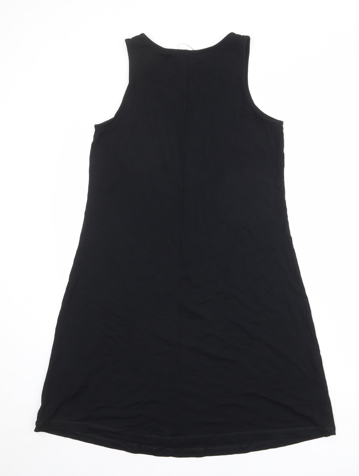Marks and Spencer Womens Black Viscose A-Line Size 8 Round Neck Pullover