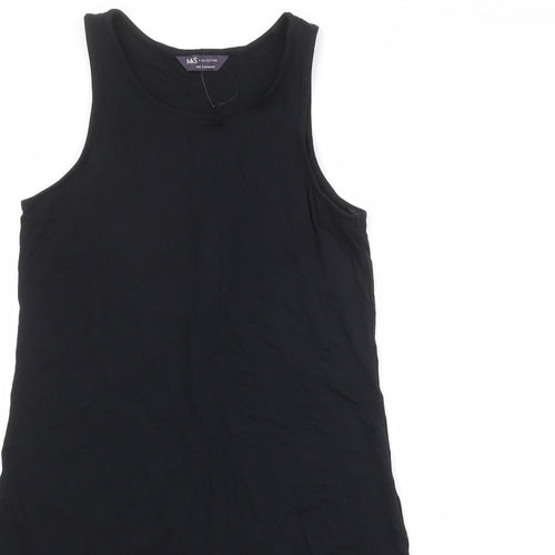 Marks and Spencer Womens Black Viscose A-Line Size 8 Round Neck Pullover