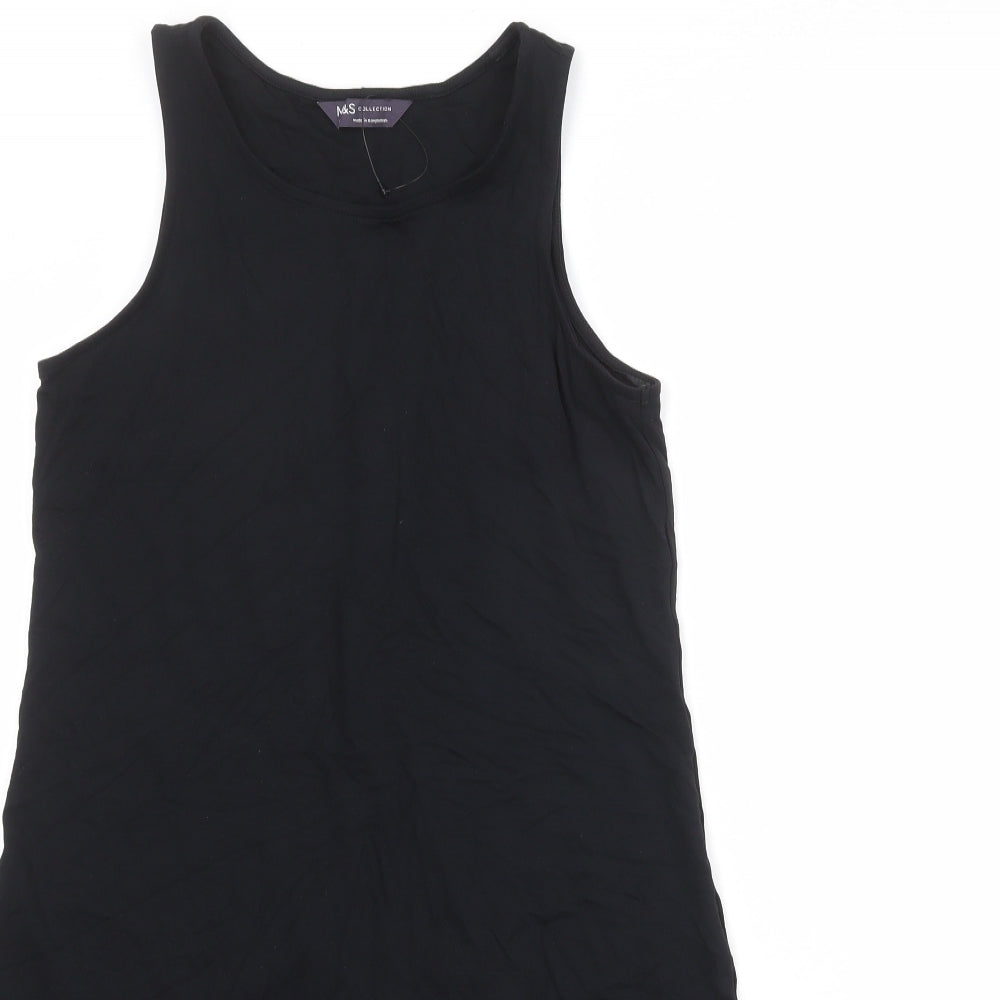 Marks and Spencer Womens Black Viscose A-Line Size 8 Round Neck Pullover