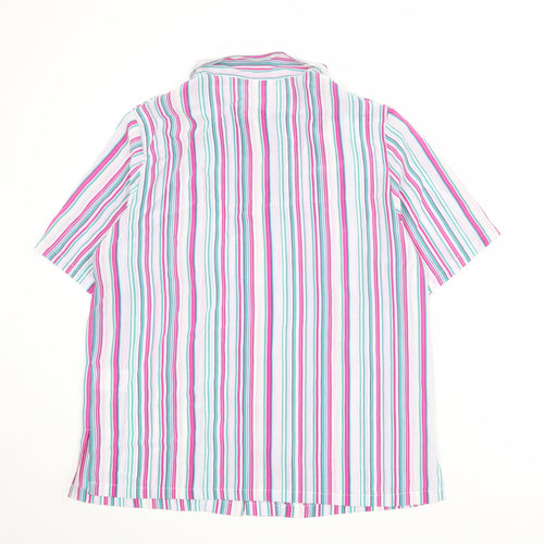 Damart Womens Multicoloured Striped Polyester Basic Button-Up Size 18 Collared
