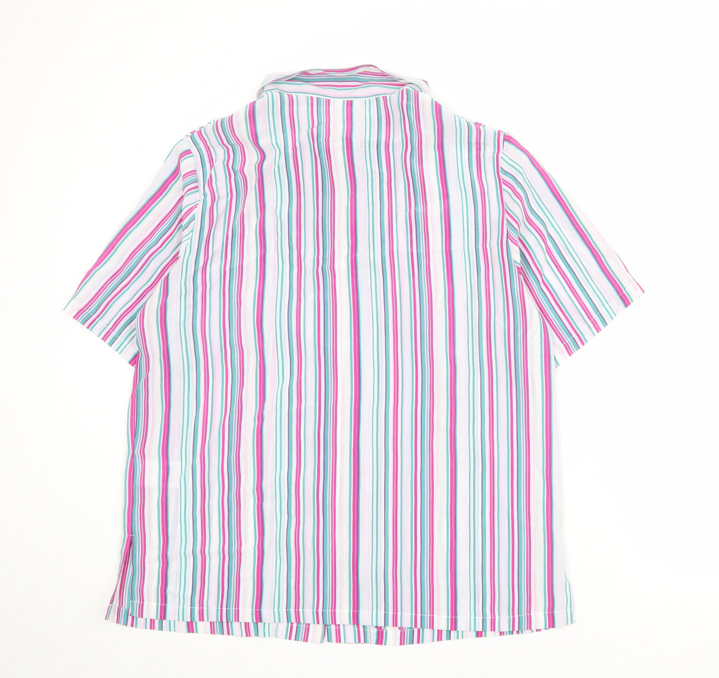 Damart Womens Multicoloured Striped Polyester Basic Button-Up Size 18 Collared