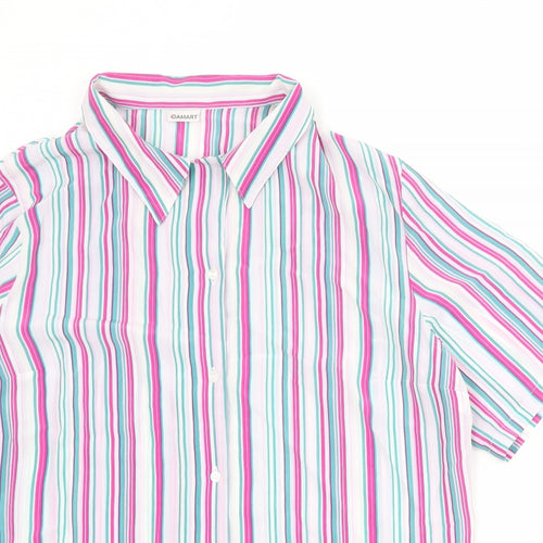 Damart Womens Multicoloured Striped Polyester Basic Button-Up Size 18 Collared