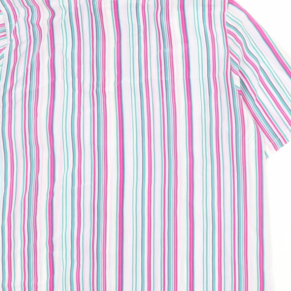 Damart Womens Multicoloured Striped Polyester Basic Button-Up Size 18 Collared