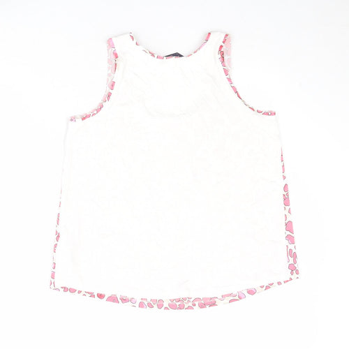 Marks and Spencer Womens Pink Geometric Polyester Basic Tank Size 8 Round Neck