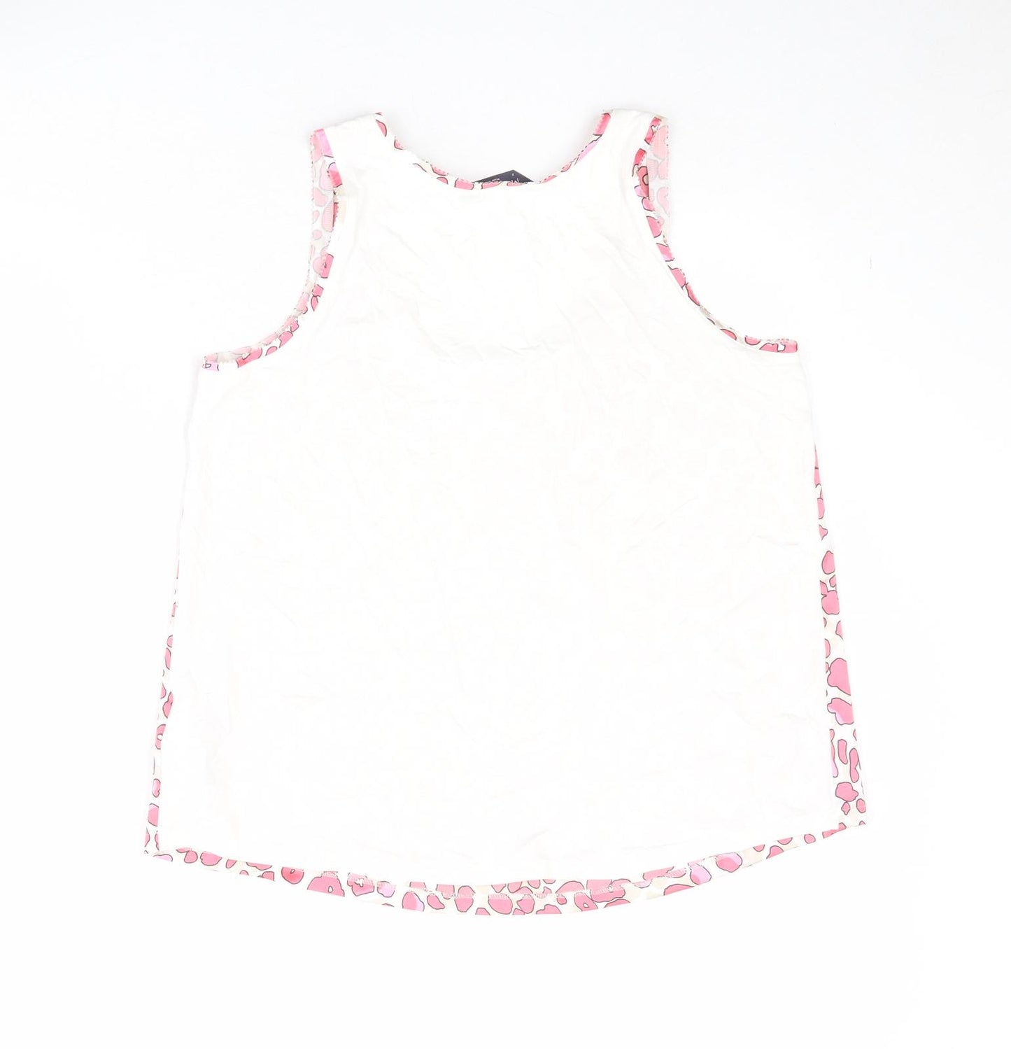 Marks and Spencer Womens Pink Geometric Polyester Basic Tank Size 8 Round Neck