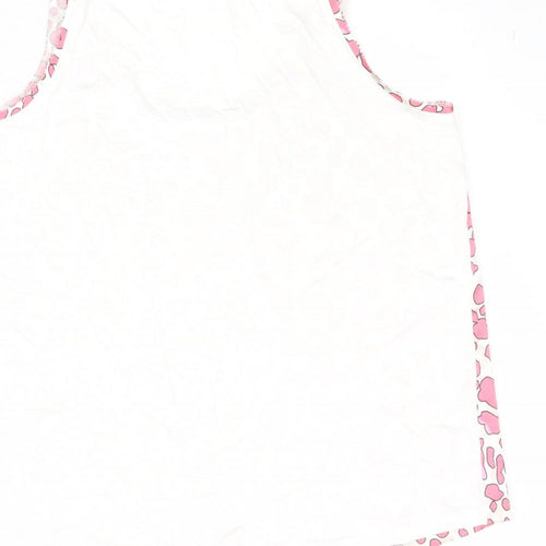 Marks and Spencer Womens Pink Geometric Polyester Basic Tank Size 8 Round Neck