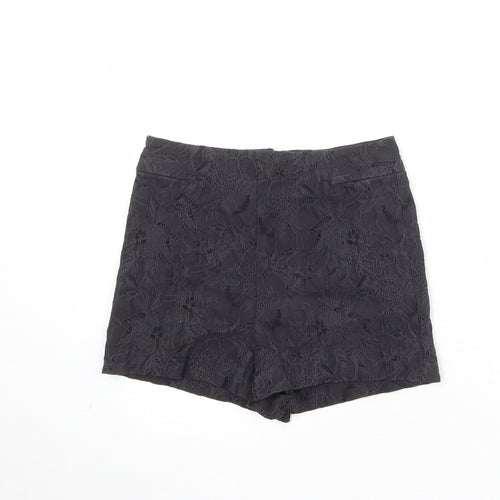 Kimchi Blue Womens Black Floral Cotton Basic Shorts Size M Regular Zip