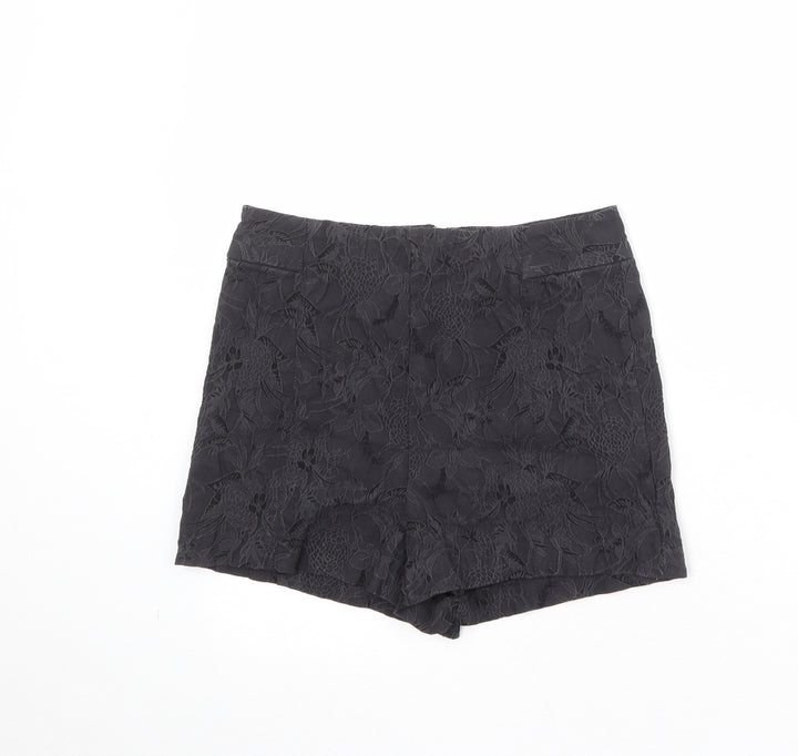 Kimchi Blue Womens Black Floral Cotton Basic Shorts Size M Regular Zip