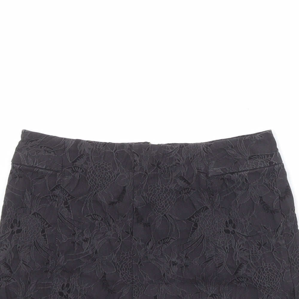 Kimchi Blue Womens Black Floral Cotton Basic Shorts Size M Regular Zip