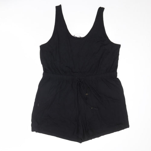Marks and Spencer Womens Black Viscose Playsuit One-Piece Size 22 Pullover