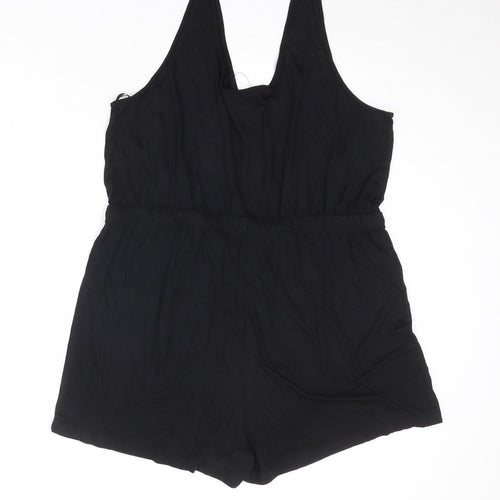 Marks and Spencer Womens Black Viscose Playsuit One-Piece Size 22 Pullover