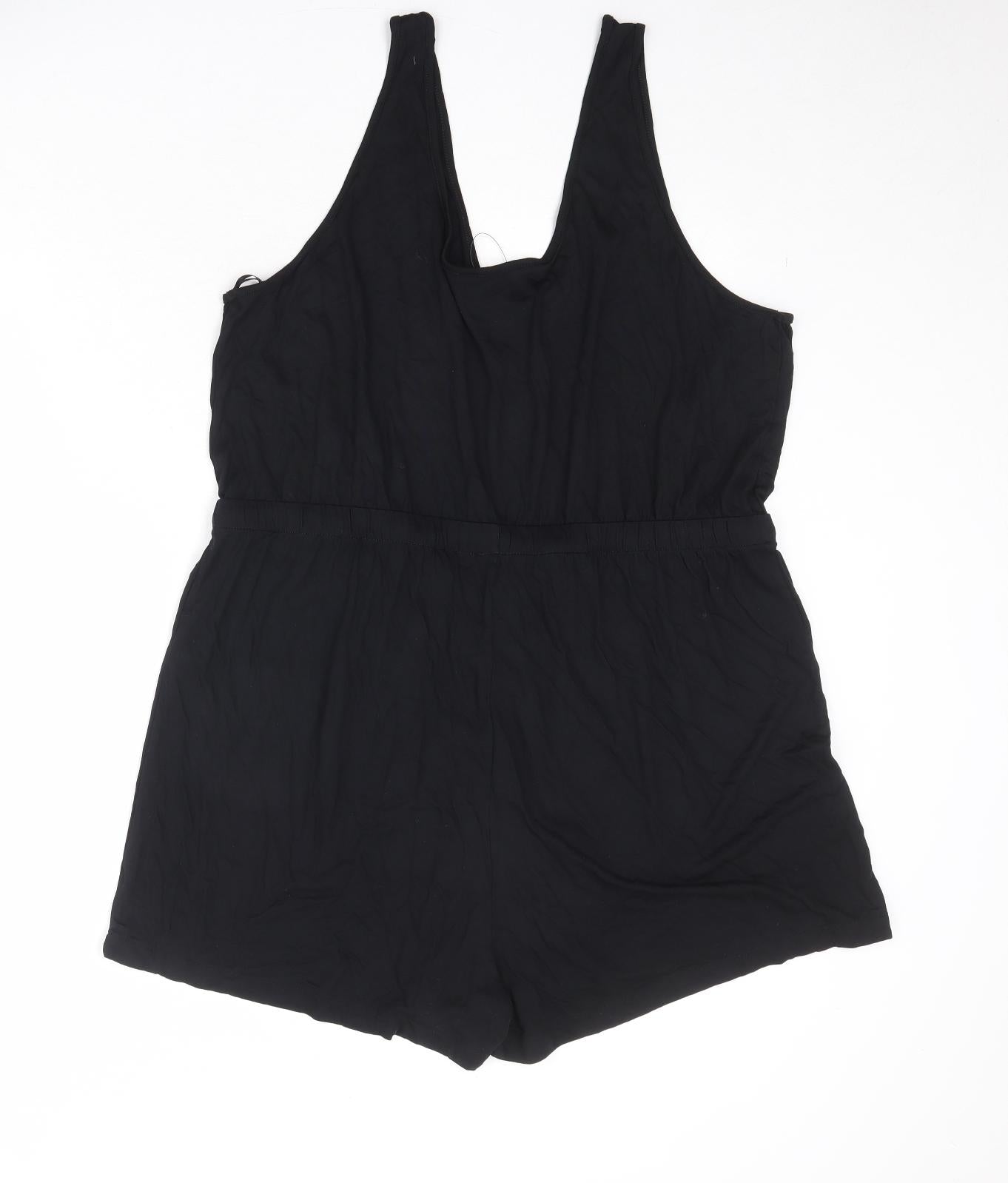 Marks and Spencer Womens Black Viscose Playsuit One-Piece Size 22 Pullover