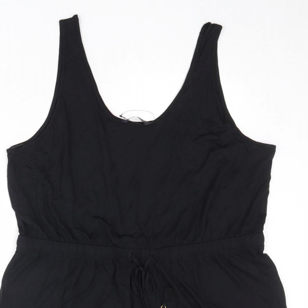 Marks and Spencer Womens Black Viscose Playsuit One-Piece Size 22 Pullover