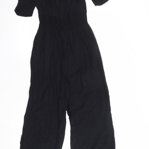 Marks and Spencer Womens Black Viscose Jumpsuit One-Piece Size 10 Button