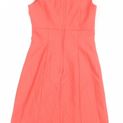 NEXT Womens Pink Geometric Polyester A-Line Size 6 Round Neck Zip