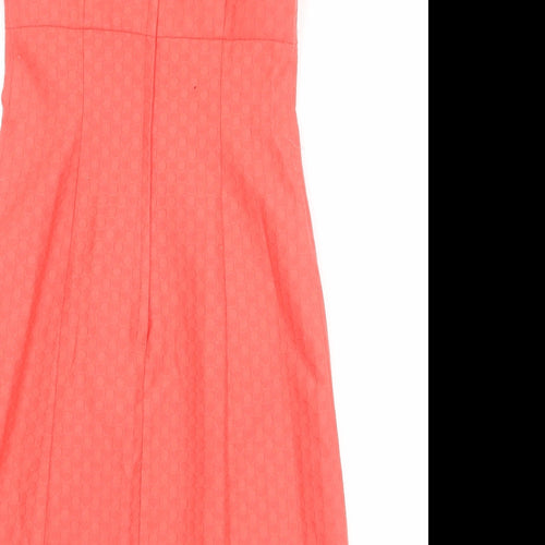 NEXT Womens Pink Geometric Polyester A-Line Size 6 Round Neck Zip