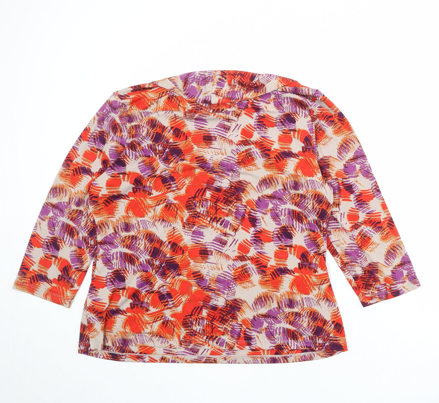 Betty Jackson Black Womens Multicoloured Geometric Polyester Basic Blouse Size 20 Round Neck