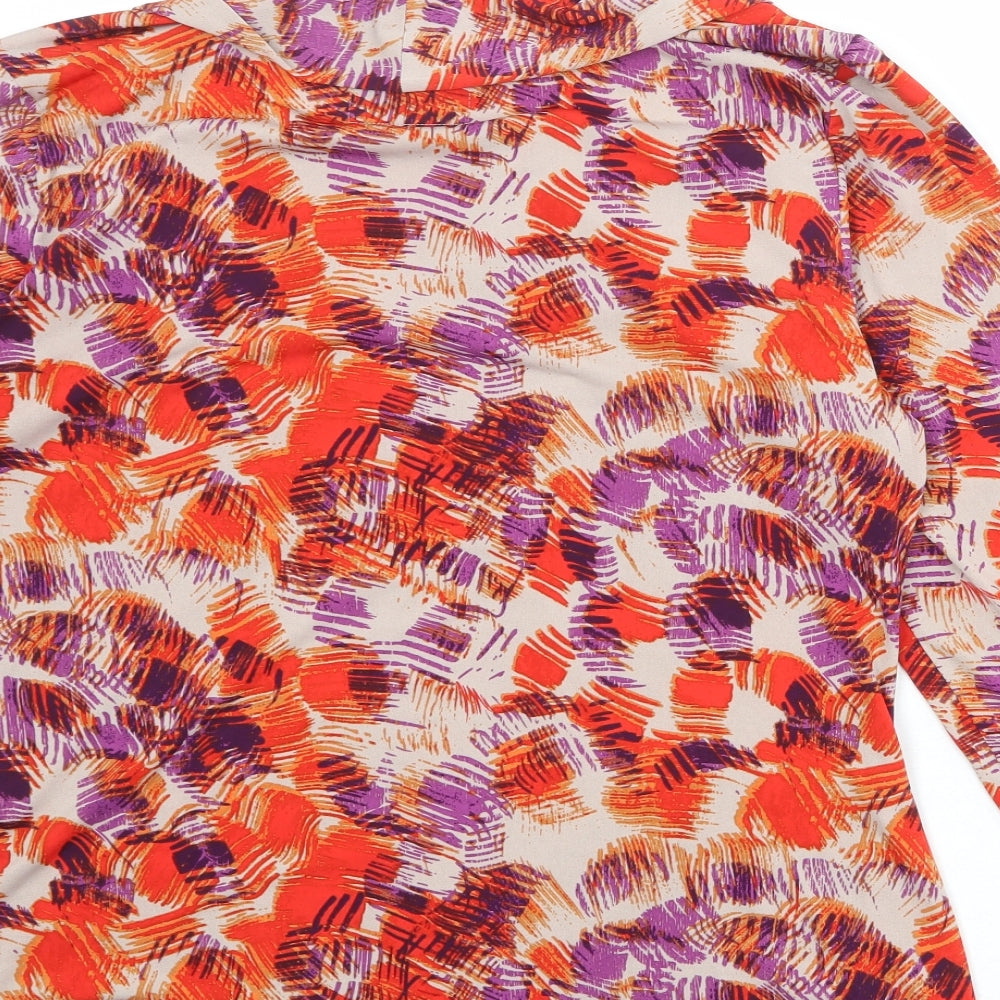 Betty Jackson Black Womens Multicoloured Geometric Polyester Basic Blouse Size 20 Round Neck