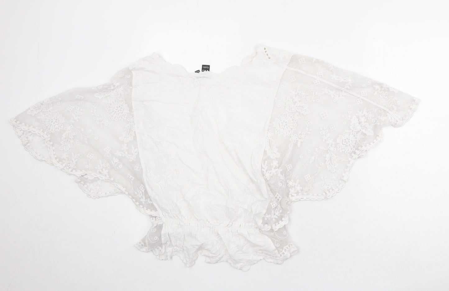 Izabel London Womens Ivory Cotton Cropped Tank Size 12 Round Neck - Broderie Anglaise