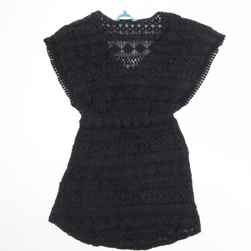 Debenhams Womens Black Cotton A-Line Size 10 V-Neck Pullover