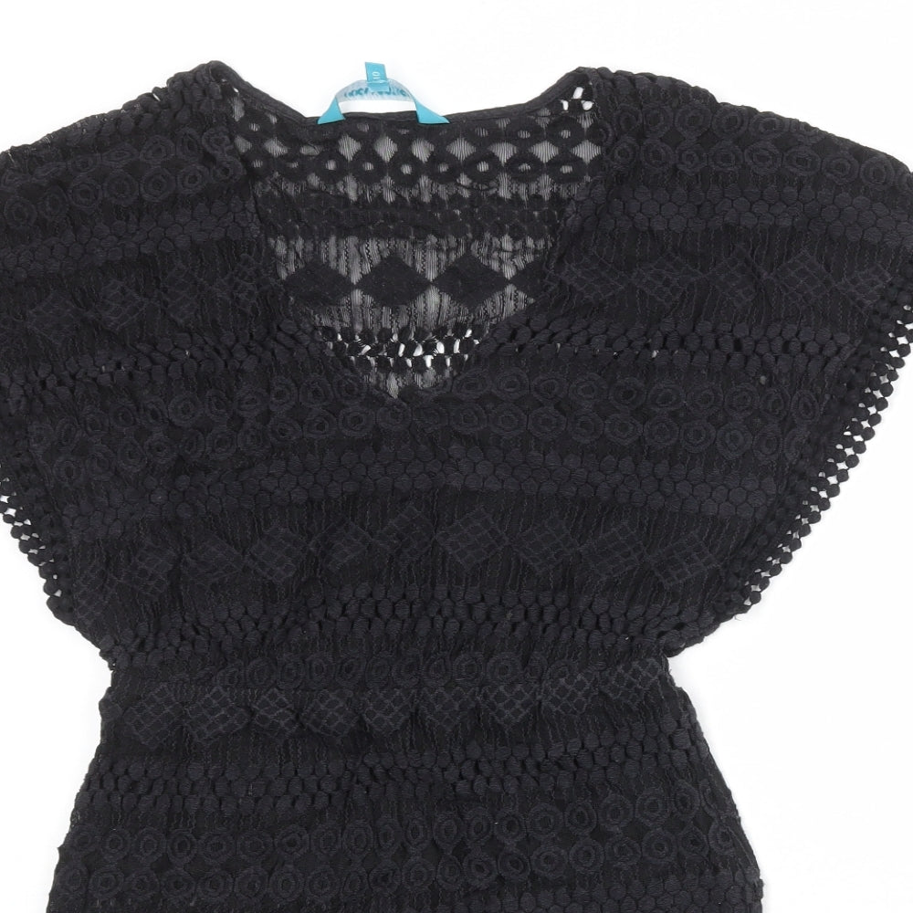 Debenhams Womens Black Cotton A-Line Size 10 V-Neck Pullover