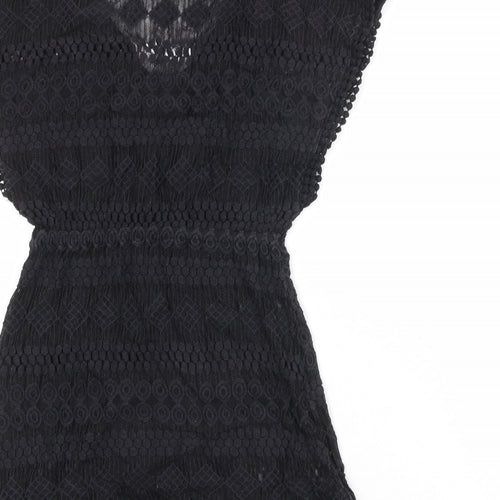 Debenhams Womens Black Cotton A-Line Size 10 V-Neck Pullover