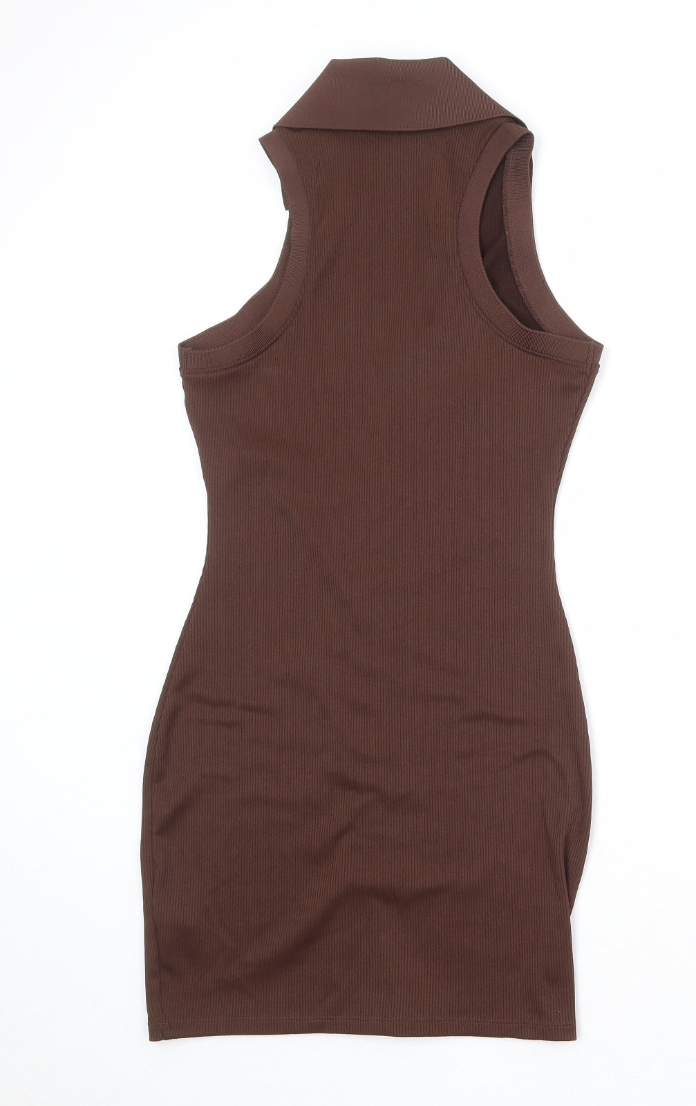 Divided by H&M Womens Brown Polyester Mini Size XS Collared Button