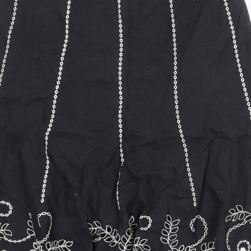 Per Una Womens Black Geometric Linen Swing Skirt Size 18 Zip