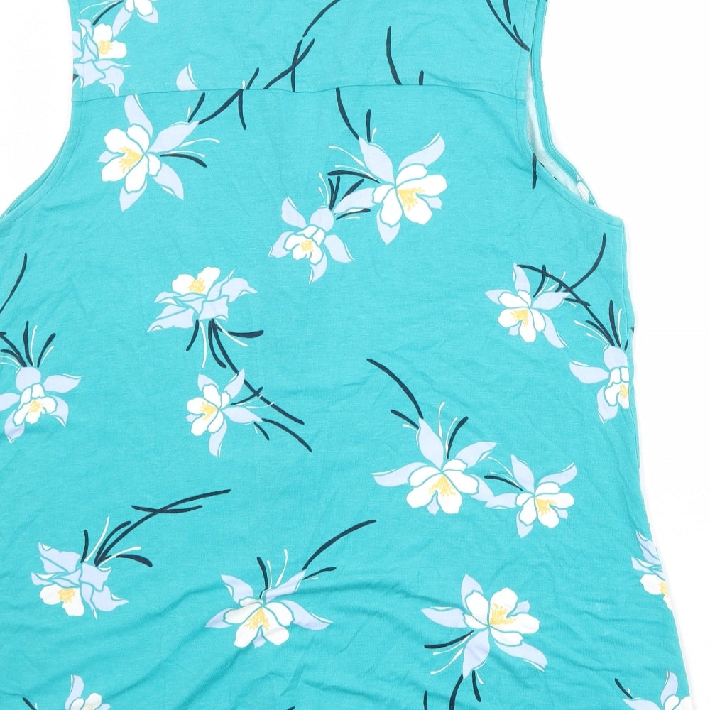 Bonmarché Womens Blue Floral Viscose Basic Tank Size 20 V-Neck