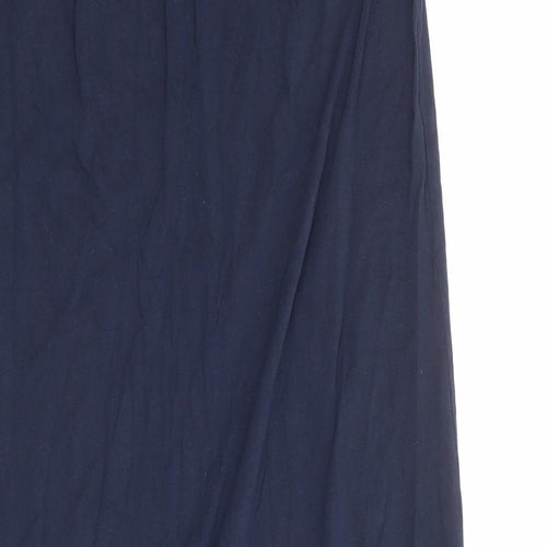 Marks and Spencer Womens Blue 100% Cotton A-Line Size 10 Round Neck Pullover - Broderie Anglaise