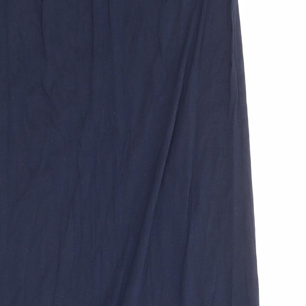 Marks and Spencer Womens Blue 100% Cotton A-Line Size 10 Round Neck Pullover - Broderie Anglaise