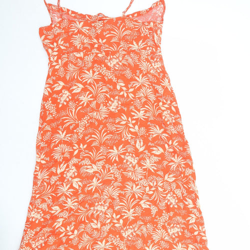 New Look Womens Orange Geometric Viscose Tank Dress Size 14 Round Neck Pullover