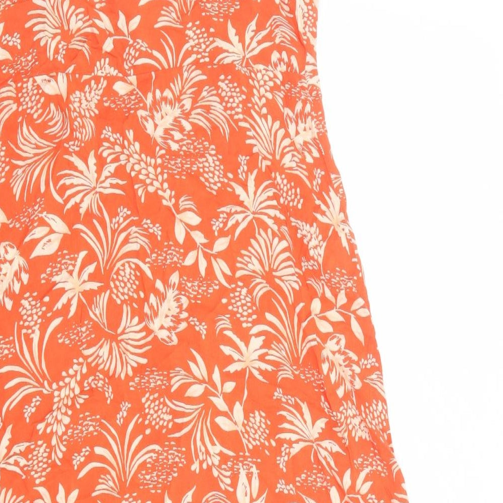 New Look Womens Orange Geometric Viscose Tank Dress Size 14 Round Neck Pullover