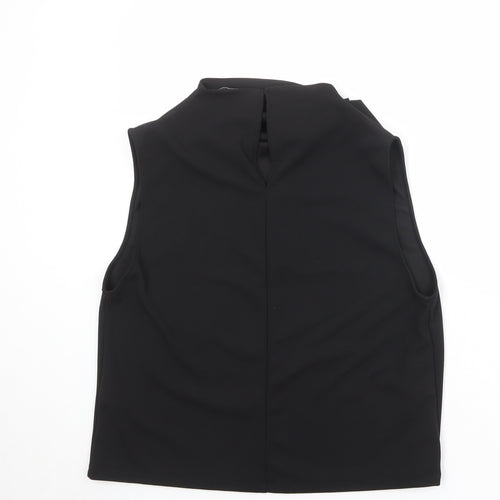 Zara Womens Black Polyester Basic Tank Size L Cowl Neck