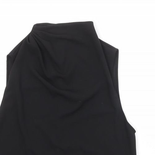 Zara Womens Black Polyester Basic Tank Size L Cowl Neck