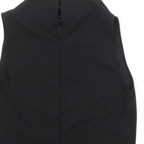 Zara Womens Black Polyester Basic Tank Size L Cowl Neck