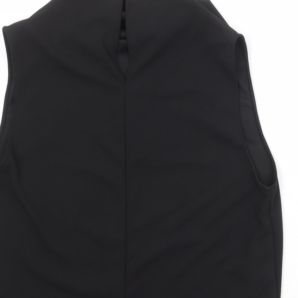 Zara Womens Black Polyester Basic Tank Size L Cowl Neck