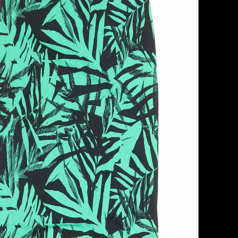 Julien Macdonald Womens Green Floral Polyester A-Line Skirt Size 12