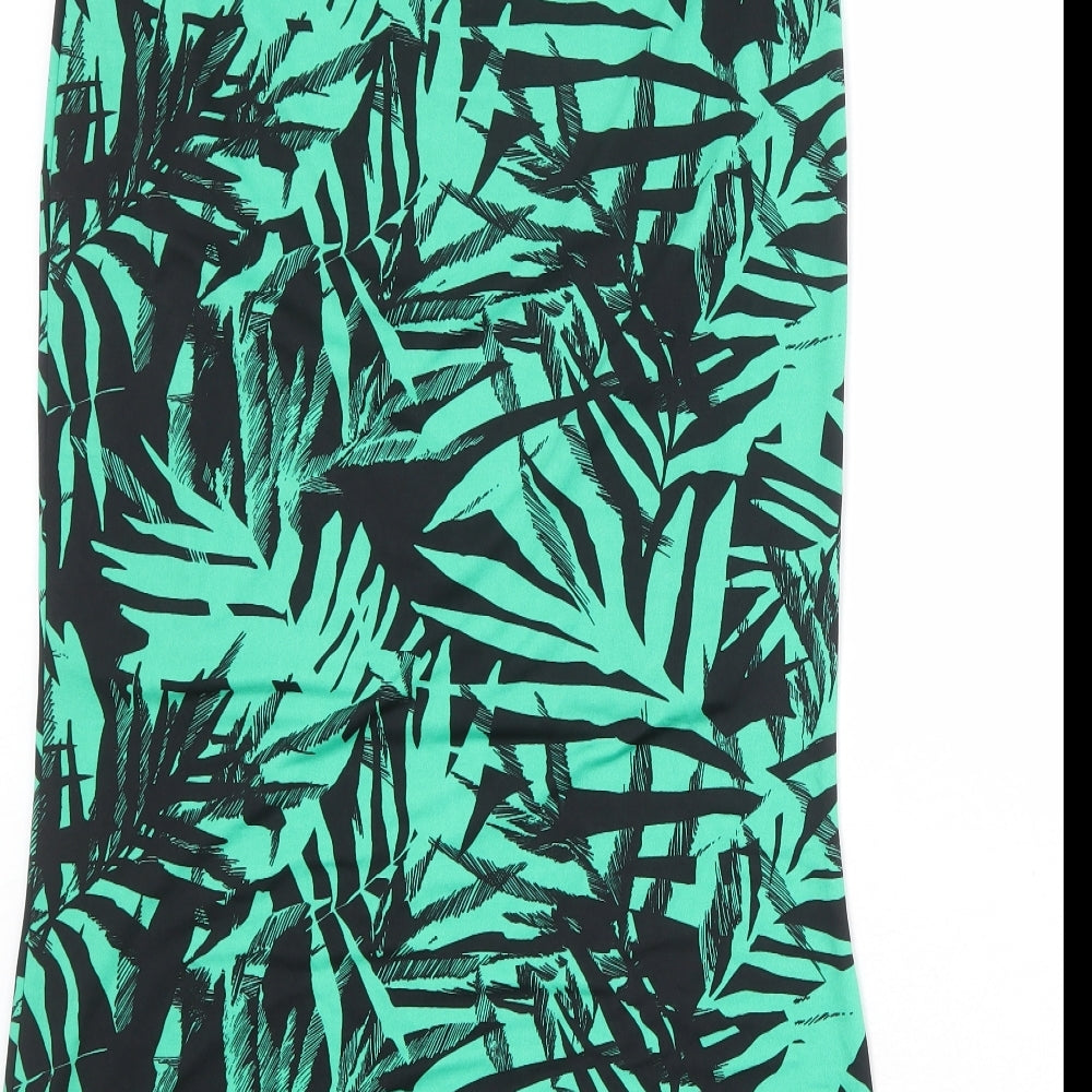 Julien Macdonald Womens Green Floral Polyester A-Line Skirt Size 12