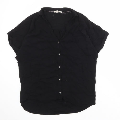 Esprit Womens Black Viscose Basic Button-Up Size M V-Neck
