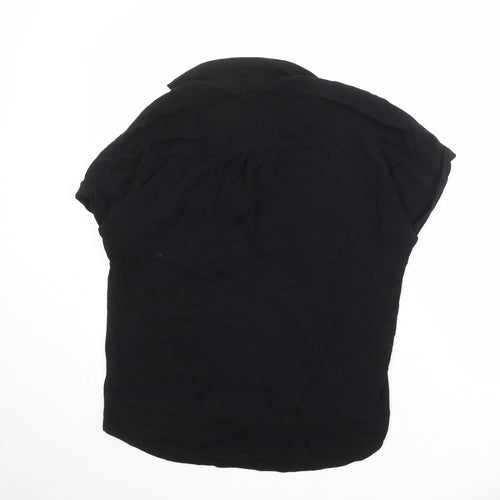Esprit Womens Black Viscose Basic Button-Up Size M V-Neck