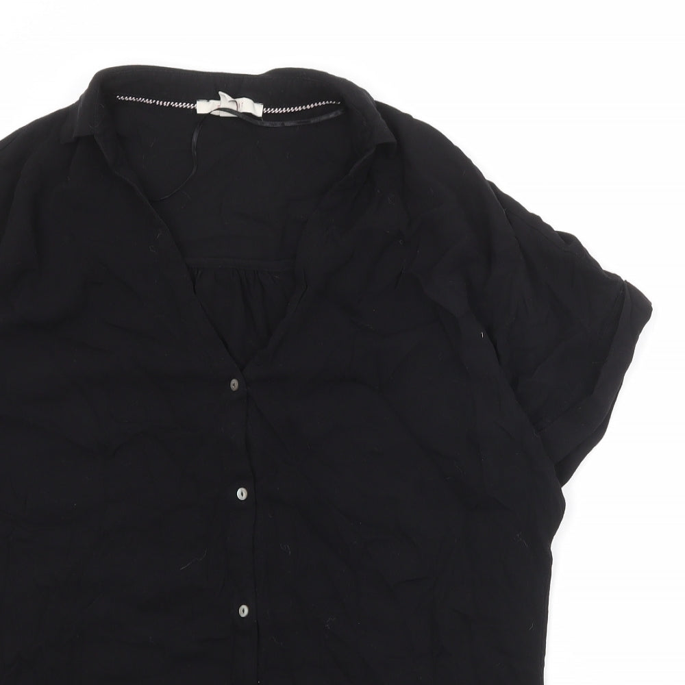 Esprit Womens Black Viscose Basic Button-Up Size M V-Neck