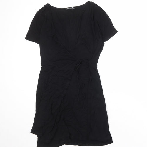 Boohoo Womens Black Viscose A-Line Size 12 Round Neck Pullover