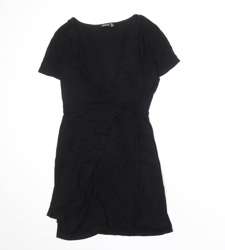 Boohoo Womens Black Viscose A-Line Size 12 Round Neck Pullover