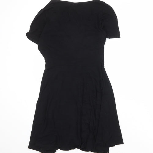 Boohoo Womens Black Viscose A-Line Size 12 Round Neck Pullover